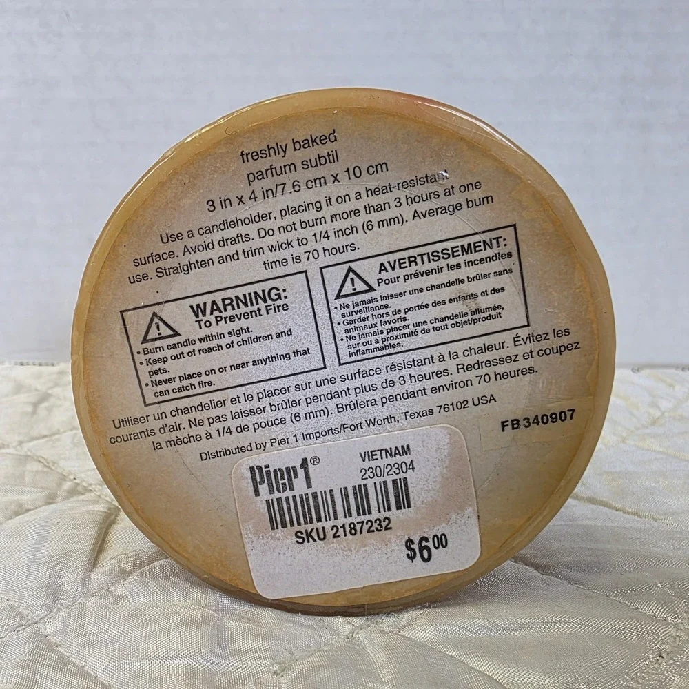Pier 1 Freshly Baked Scented Brown Round Pillar Candle Lot Vintage Discontinued